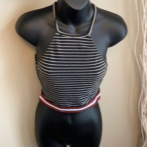 Racer back striped crop top